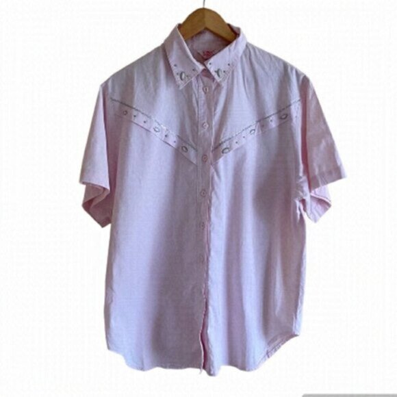 Vintage Mister Leonard Pink Western Short Sleeve Button Front Collar Shirt XL - Picture 1 of 12
